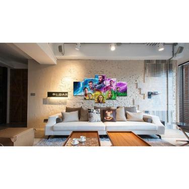 Imagem de Quadro Decorativo Familia Vingadores 5 peças 130x65 cm em te
