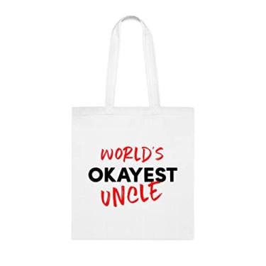 Imagem de Bolsa Tote World's Okayest Uncle, para tio, bolsa de ombro tio, bolsas reutilizáveis para tio, presente para tio da filha favorita, filho e crianças, Branco