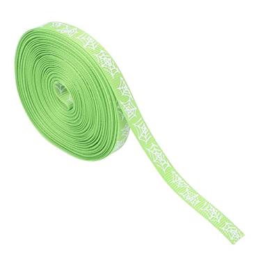 Imagem de Fita decorativa de alta densidade à prova d'água de 10 jardas para embrulho de presente para faixa de cabelo Impressão de teia de aranha em verde