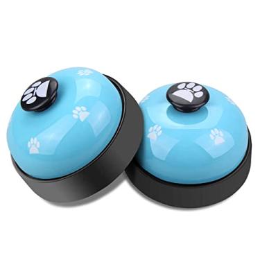 Imagem de Comsmart Sinos de treinamento de penico para cães, 2 sinos de metal com estampa de pata de cachorro com base de borracha antiderrapante para cães e gatos, filhotes, brinquedos de jogo interativos para treinamento de penico, sinos de serviço para hotel bar loja restaurante