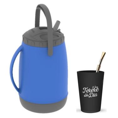 Imagem de Kit Tererê Copo Plástico + Bomba Niquelado 19cm + Garrafa Térmica 2,5L - Soprano