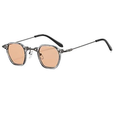 Imagem de Óculos de sol redondos femininos homens finos tipo gradiente lente liga armação de metal designer de luxo moda óculos de sol, c4, z