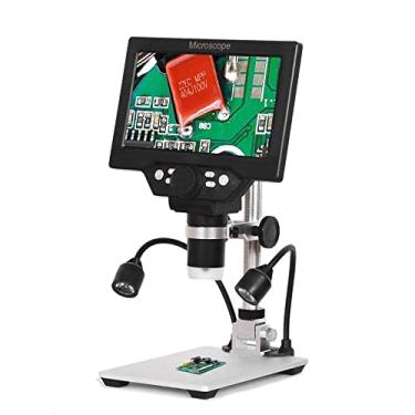 Imagem de Tingpai Microscópio G1200 Tela g nde colorida de 7 polegadas Display LCD de base g nde 12MP 1-1200X Amplificador de amplificação contínua com suporte de liga de alumínio com duas luzes de