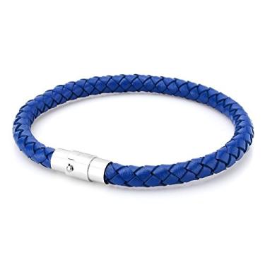 Imagem de JEWELRIESHOP Pulseiras de couro trançado para homens e mulheres pulseira de tecido com fecho magnético pulseira de couro genuíno pulseira de punho vintage joias de couro amizade pulseira casal, 18cm