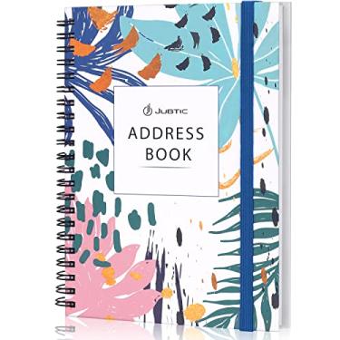Imagem de JUBTIC Livro de endereços e senhas com abas alfabéticas, capa dura, organizador de endereços encadernado em espiral para contatos, logins de sites na Internet, agenda telefônica, caderno para