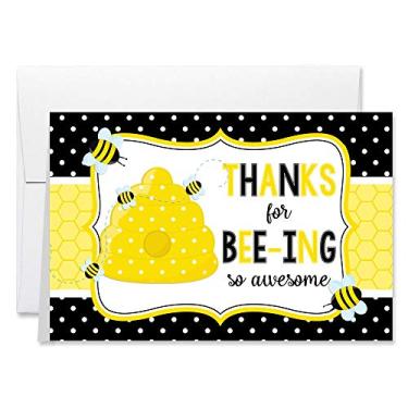 Imagem de Engraçado agradecimento por abelhar tão incrível tema Bumblebee único (1) cartão de agradecimento em branco para todas as ocasiões para enviar para amigos e familiares, 10 cm x 15 cm (quando dobrado) Preencha o cartão por AmandaCreation