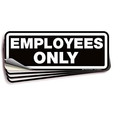 Imagem de Adesivos para placas Employees Only – Pacote com 4 20 x 7 cm – Vinil autoadesivo premium, laminado para resistência a UV, clima, arranhões, água e desbotamento, interior e exterior