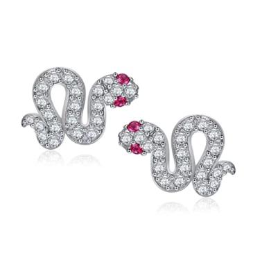Imagem de Qings Brincos de cobra de prata simples e requintados anti-vermelho olho cobra brincos para senhoras e meninas, para amigos cobra, zircônia cúbica, zircônia cúbica, Zircônia cúbica, Zircônia cúbica