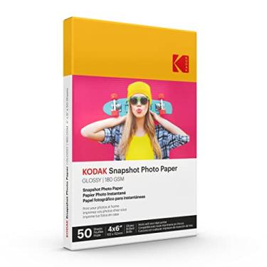 Imagem de KODAK Papel fotográfico brilhante 4 x 6 SNAPSHOT 50 contagens, 48lb-180 g/m 2-8,5 MIL (41304). Este produto não é compatível com a impressora KODAK DOCK