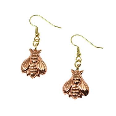 Imagem de Brincos de cobre e abelha, feitos à mão, cobre, Metal