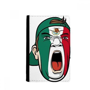 Imagem de Bandeira do México Máscara Facial Cabeça Gritando Porta Passaporte Notecase Burse Carteira Carteira Bolsa Cartão, Multicolor