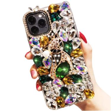Imagem de ZiEuooo Capa de telefone de strass brilhante de luxo da moda para Samsung Galaxy S8 S9 S10 Plus Lite 4G 5G capa protetora Trend Pop brilhante PC capa traseira (verde, S10 5G)