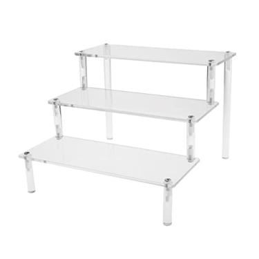 Imagem de predolo Suporte de escada de acrílico transparente multiuso para cupcakes e cosméticos para decoração e organização, para uso doméstico, 3 escadas