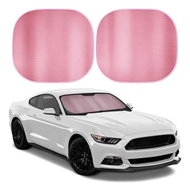Imagem de BDK 2 peças rosa metálico para janela de carro para-sol sombra automática para viseira de para-brisa, bloqueio UV reflexo de calor para manter seu carro caminhão SUV, 80 cm x 73 cm
