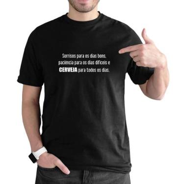 Imagem de Camiseta Masculina Casual Slim Leve Fresca Estampa Frase Divertida Com