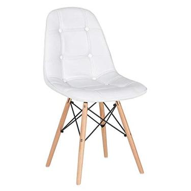 Imagem de Kit - 16 x cadeiras estofadas Eames Eiffel Botonê - Base de madeira clara - Branco