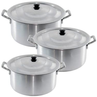 Imagem de Jogo 3 Caçarolas Grande Linha Hotel Em Aluminio N30 N40 N50 Panela Industrial Uso Intensivo em Cozinhas Comerciais e Domésticas Tamanhos Variados para Todas as Necessidades Culinárias