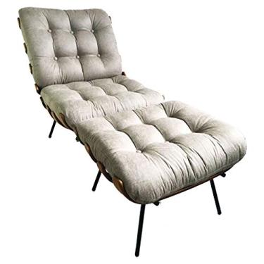 Imagem de Poltrona Costela Nobuk Bege com puff - Poltronas do Sul