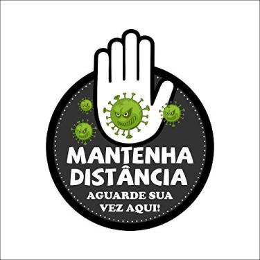 Imagem de Adesivo P/Chão Mantenha Distância Preto 10 Unidades Mod 01