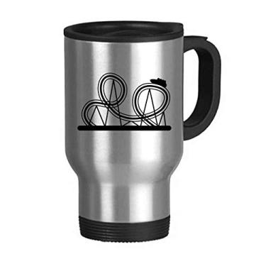 Imagem de Porta-copos pretos com contorno do parque de diversões e caneca de viagem em aço inoxidável copo de carro copo térmico