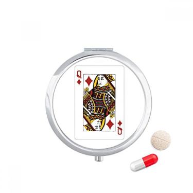 Imagem de Caixa de comprimidos com padrão de cartas de baralho Diamond Q com compartimento para armazenamento de remédios