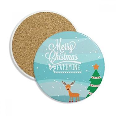 Imagem de Caneca de porta-copos com ilustração do festival de árvore de Natal com pedra absorvente de proteção de mesa