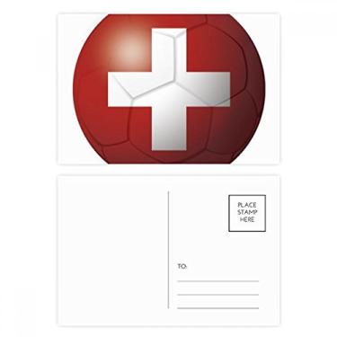 Imagem de Conjunto de cartões postais de futebol com bandeira nacional da Suíça, cartão de felicitações de aniversário