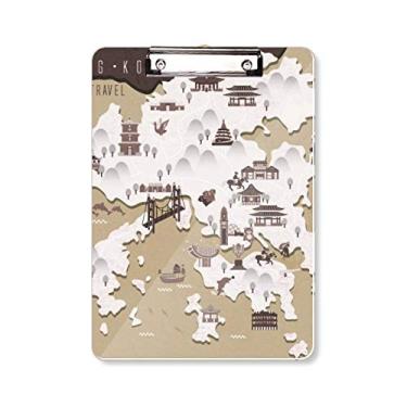 Imagem de Mapa de localização de Hong Kong China prancheta pasta bloco de escrita placa de apoio A4