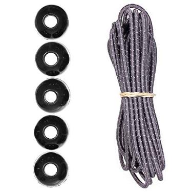 Imagem de Kits de cordas de choque Paracord Planet Ball – 3 m de cabo de choque de 0,5 cm – para acampamento, eventos, tendas, caminhadas, lonas e uso externo (cinza carvão reflexivo)