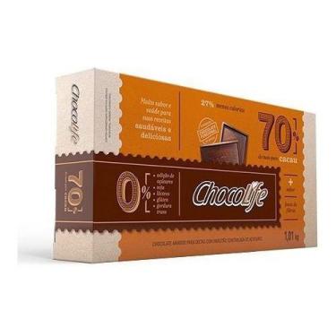 Imagem de Barra De Chocolate Zero Açúcar Amargo 1,01Kg 70% Cacau Choco - Chocoli