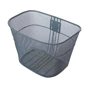 Imagem de Cesta de bicicleta Cesta de bicicleta Porta-bicicletas Grande espaço destacável durável à prova de ferrugem Cesta frontal de bicicleta Rack de carga, CINZENTO