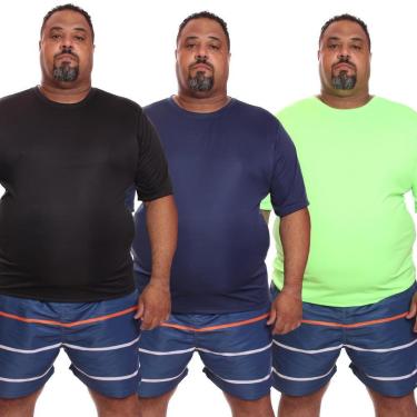 Imagem de Kit 3 Camiseta Masculina Plus Size Manga Curta Dry Proteção Solar UV Térmica Treino Camisetas-Masculino