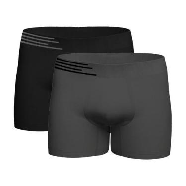 Imagem de Kit 2 Cueca Boxer Microfibra Up Underwear 436 - Preto/Cinza - Qlc Spor
