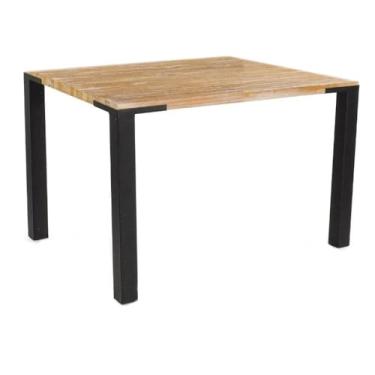 Imagem de Mesa de Jantar Madison Light Renar Quadrada 80 cm Madeira Maciça cor Driftwood Base Grafite