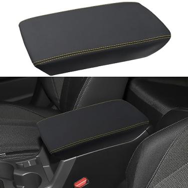 Imagem de LOCOY Capa de apoio de braço para console central para Subaru Crosstrek Accessories 2024, para Impreza 2024 Guarnição de proteção de tampa de caixa de descanso de braço, interior de couro do assento do braço, forro do console do meio (pontos amarelos)
