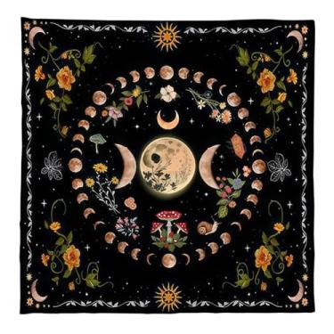 Imagem de Toalha Adivinhações Fases Da Lua Flor Astrologia Cartas Tarô Toalha Altares Pano Adivinhações Acessórios Jogo Cartas Adivinhação Pano Decoração Parede Acessórios