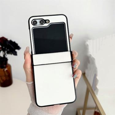 Imagem de Para samsung galaxy z flip 5 capa de couro de luxo cor sólida para samsung zflip 4 3 5 flip4 5g ultra capa traseira, branco, para samsung z flip 5