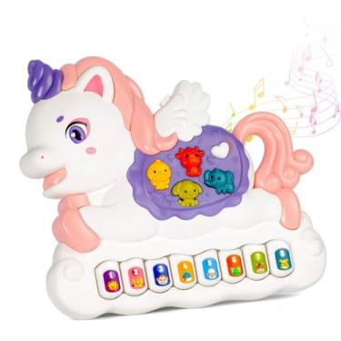 Imagem de Teclado Piano Musical Bebê Brinquedo Infantil Som Animal Unicórnio Educativo