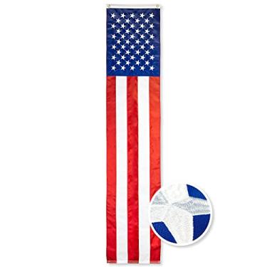 Imagem de G128 Bandeira Americana Patriótica e Bandeira Pulldown, 50 estrelas bordadas com 5 listras totalmente costuradas, bandeiras decorativas, 50 cm x 8 cm, 50 cm L e 20 cm L Bandeira vertical Decoração de parede (1 peça)