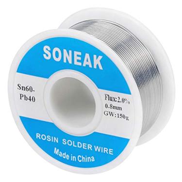 Imagem de SONEAK Solda de chumbo de estanho 60/40 com núcleo de resina para solda elétrica 0,8 mm 150 g