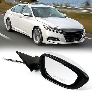 Imagem de Lqito Espelho de porta do lado do passageiro direito para Honda Accord LX 2018-2021, Sport, alimentação, sem aquecimento, sem seta, combina com tinta branca, substitui HO1321328 76208-TVA-A02 (3 pinos)