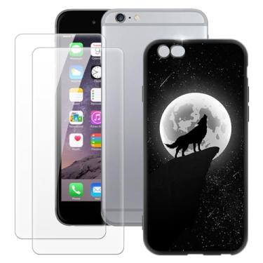 Imagem de MILEGOO Capa para iPhone 6 + 2 peças protetoras de tela de vidro temperado, capa ultrafina de silicone TPU macio à prova de choque para iPhone 6S (4,7 polegadas)