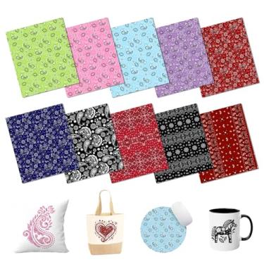 Imagem de HTVSTD Papel de Transferência de Sublimação Paisley - 10 Folhas 30,5 x 25,4 cm, Vermelho e Preto, Compatível com Copos, Camisetas, Canecas, Papel de Sublimação DIY