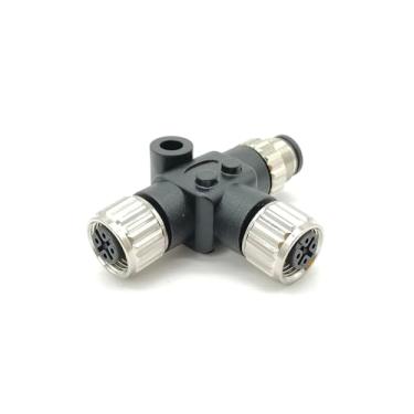 Imagem de Elecbee Conector T M12 5 pinos macho para fêmea código A adaptador à prova d'água fêmea para macho 5 pinos conector impermeável M12