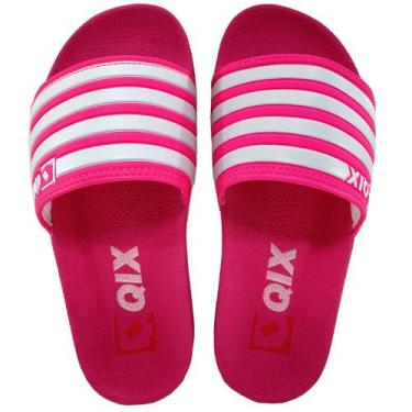 Imagem de Chinelo Slide Qix Listras Feminino - Pink E Branco