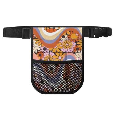 Imagem de Gomyblomy Kit de pochete de enfermeira, bolsa prática de bolso para enfermeira com bolsos de equipamentos, bolsa de armazenamento de cinto de ferramentas de amamentação de grande, Flores hippie