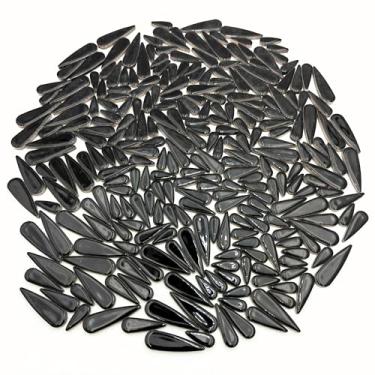 Imagem de 400 g de gota de água folhas de pétalas de cerâmica azulejos de mosaico para artesanato DIY, peças de mosaico de cerâmica em forma de gota para molduras de fotos, copos, vasos de flores, tanque de peixes, vasos, fazer pedras de piso (preto)