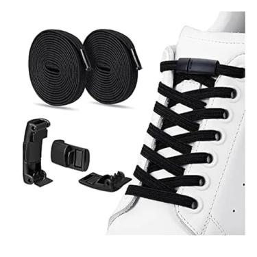 Imagem de Lock Shoe Laces Elastic No Tie Shoelaces Sneakers Shoelace Kids Adult Rubber Band Laces One Size Fits All Shoes(BLACK)
