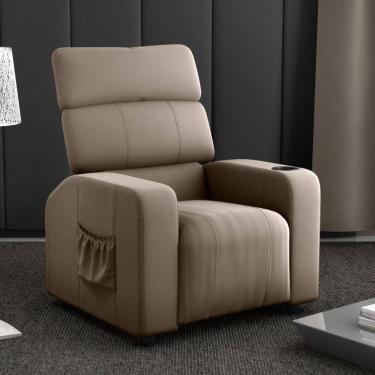 Imagem de Poltrona Reclinável Para Descanso Pilos Veludo Cappuccino