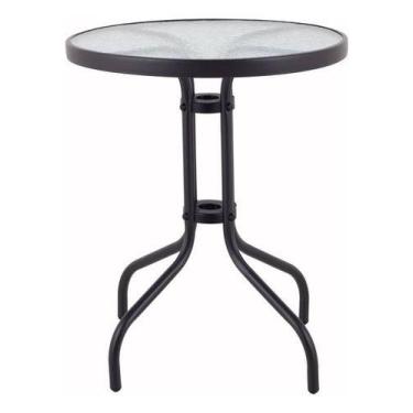Imagem de Mesa Redonda Aço Vidro 60x70cm Jardim Varanda - Home Deluxe - Just Hom